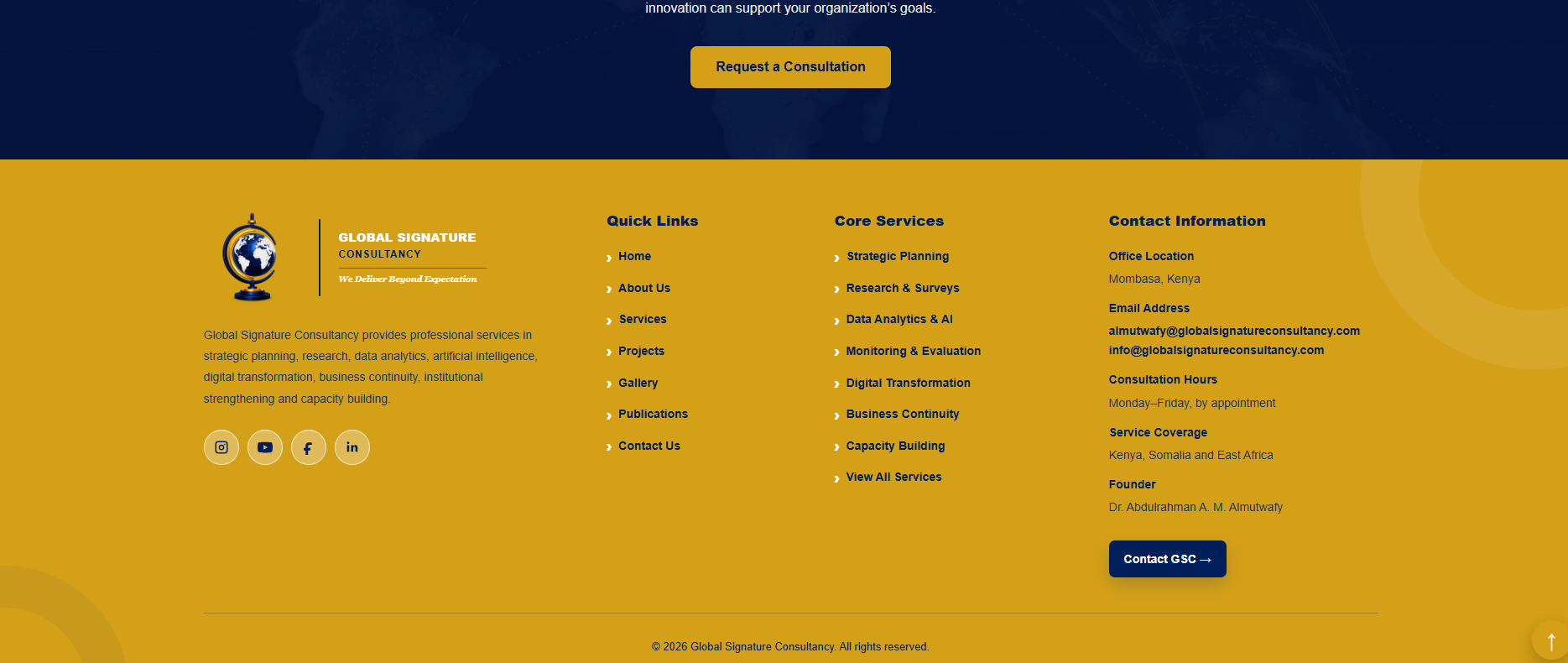 Global Signature Consultancy Corporate Website & Digital Platform project screenshot